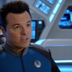 Seth MacFarlane in uniform as Captain Ed Mercer in a scene from The Orville.